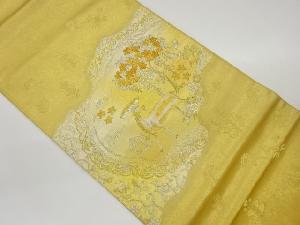 動物に草花・花唐草模様織出し袋帯